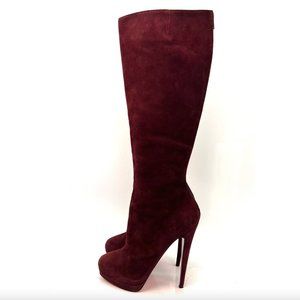 Christian Louboutin Alti Botte 160 Suede Burgundy Boots 39.5